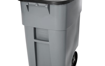 Square Brute Rollout Container, 50 gal, Molded Plastic, Gray