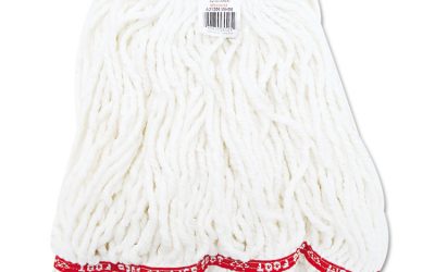 Web Foot Shrinkless Looped-End Wet Mop Head, Cotton/synthetic, Medium, White, 6/carton