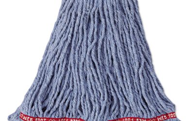 Web Foot Wet Mop Head, Shrinkless, Cotton/synthetic, Blue, Medium, 6/carton