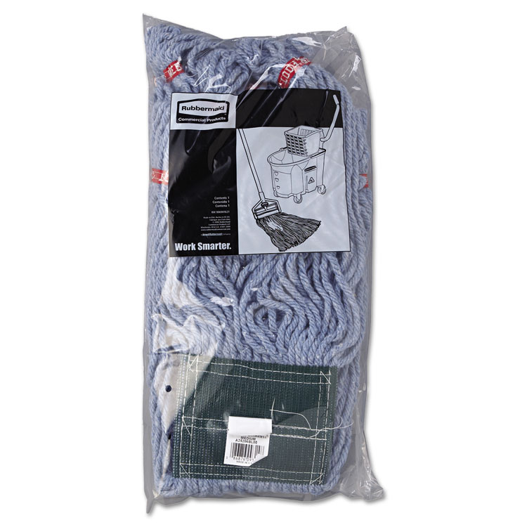 Web Foot Wet Mop Head, Shrinkless, Cotton/synthetic, Blue, Medium, 6/carton - Image 3