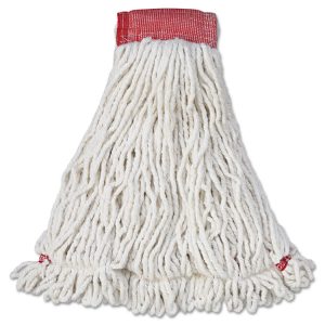 Web Foot Wet Mop Head, Shrinkless, Cotton/synthetic, White, Large, 6/carton