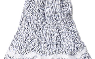 Web Foot Finish Mop, White, Med, Cotton/synthetic, 1″. White Headband, 6/carton