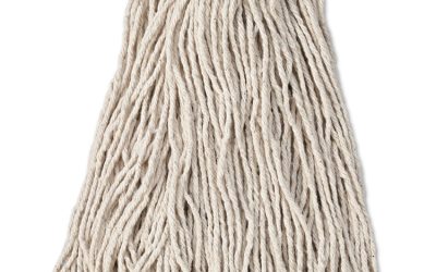 Premium Cut-End Cotton Wet Mop Head, 16oz, White, 1″ Orange Band, 12/carton