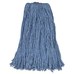 Cotton/synthetic Cut-End Blend Mop Head, 24 Oz, 1" Band, Blue, 12/carton