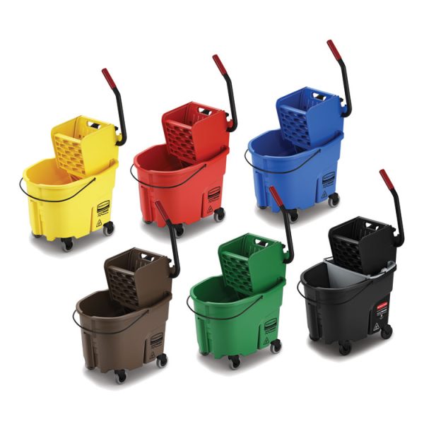Wavebrake 2.0 Bucket/wringer Combos, Down-Press, 35 Qt, Plastic, Yellow - Image 10