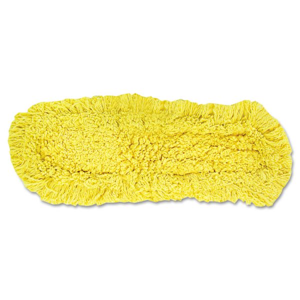 Trapper Commercial Dust Mop, Looped-End Launderable, 5" X 24", Yellow - Image 2