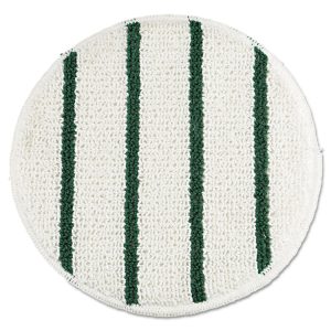 Low Profile Scrub-Strip Carpet Bonnet, 19" Diameter, White/green, 5/carton