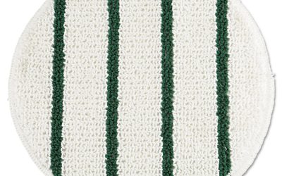 Low Profile Scrub-Strip Carpet Bonnet, 19″ Diameter, White/green, 5/carton