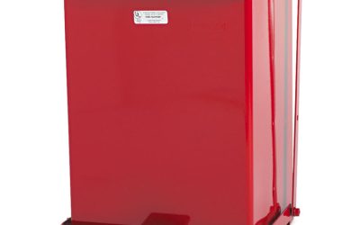 Defenders Heavy-Duty Steel Step Can, 4 gal, Steel, Red