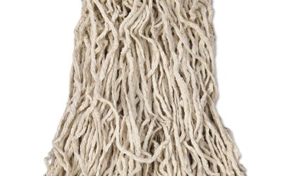 Economy Cut-End Cotton Wet Mop Head, 16oz, 1″ Band, White, 12/carton