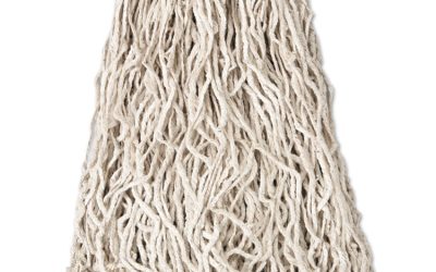 Economy Cut-End Cotton Wet Mop Head, 20oz, 1″ Band, White, 12/carton