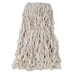 Economy Cut-End Cotton Wet Mop Head, 24oz, 1" Band, White, 12/carton