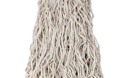 Economy Cut-End Cotton Wet Mop Head, 24oz, 1″ Band, White, 12/carton