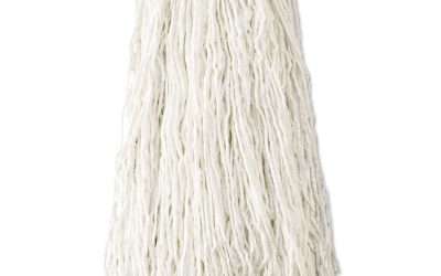 Economy Cut-End Rayon Mop Head, 24oz, 1″ Band, White, 12/carton