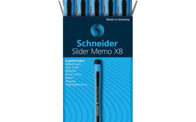 Slider Memo XB Ballpoint Pen, Stick, Extra-Bold 1.4 mm, Black Ink, Black/Light Blue Barrel, 10/Box