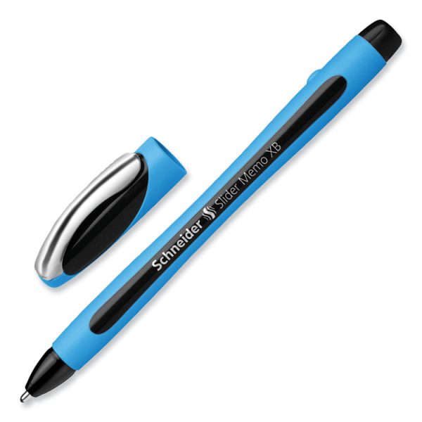 Slider Memo XB Ballpoint Pen, Stick, Extra-Bold 1.4 mm, Black Ink, Black/Light Blue Barrel, 10/Box - Image 3