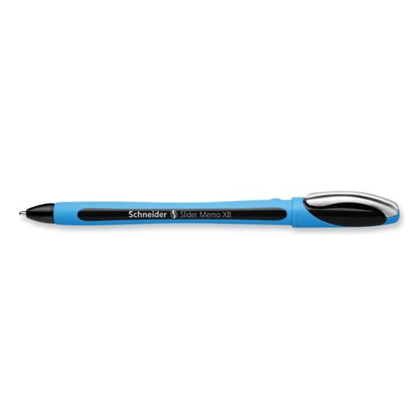Slider Memo XB Ballpoint Pen, Stick, Extra-Bold 1.4 mm, Black Ink, Black/Light Blue Barrel, 10/Box - Image 4