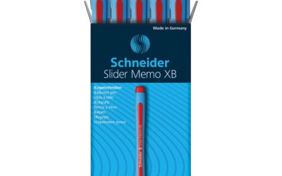 Slider Memo XB Ballpoint Pen, Stick, Extra-Bold 1.4 mm, Red Ink, Red/Light Blue Barrel, 10/Box