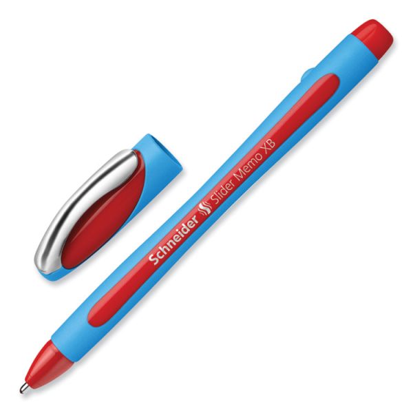 Slider Memo XB Ballpoint Pen, Stick, Extra-Bold 1.4 mm, Red Ink, Red/Light Blue Barrel, 10/Box - Image 3