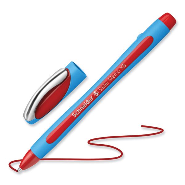 Slider Memo XB Ballpoint Pen, Stick, Extra-Bold 1.4 mm, Red Ink, Red/Light Blue Barrel, 10/Box - Image 2
