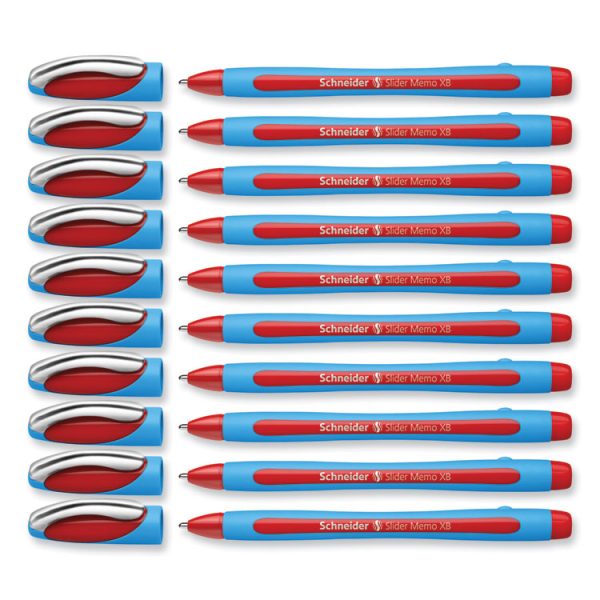 Slider Memo XB Ballpoint Pen, Stick, Extra-Bold 1.4 mm, Red Ink, Red/Light Blue Barrel, 10/Box - Image 5