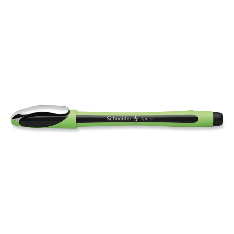 Xpress Fineliner Porous Point Pen, Stick, Medium 0.8 Mm, Black Ink, Black/green Barrel, 10/box - Image 3
