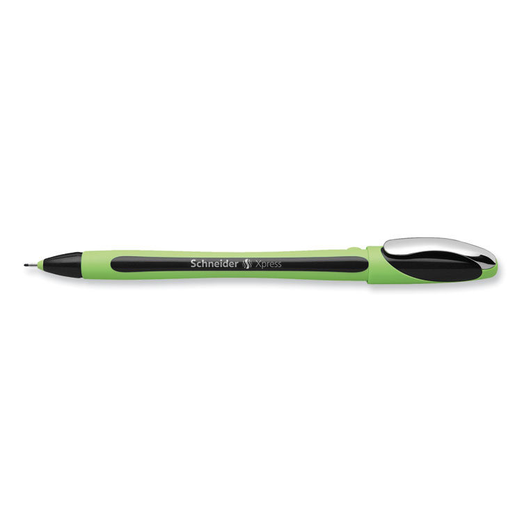 Xpress Fineliner Porous Point Pen, Stick, Medium 0.8 Mm, Black Ink, Black/green Barrel, 10/box - Image 6