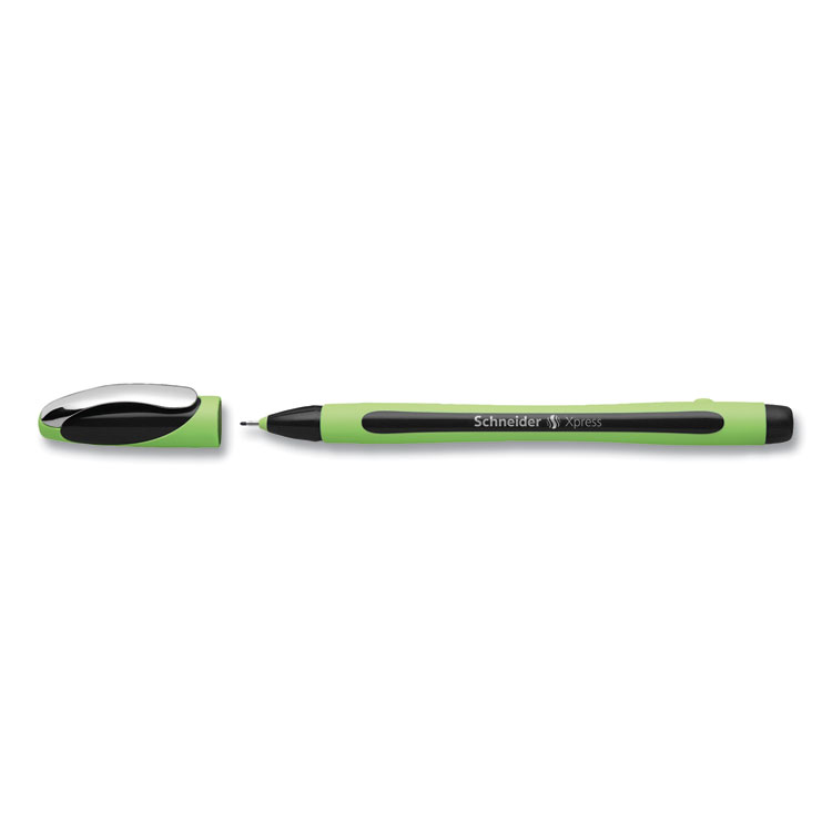 Xpress Fineliner Porous Point Pen, Stick, Medium 0.8 Mm, Black Ink, Black/green Barrel, 10/box - Image 4