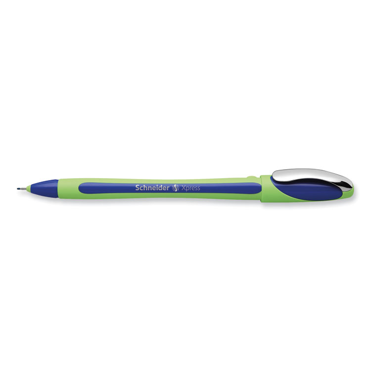 Xpress Fineliner Porous Point Pen, Stick, Medium 0.8 Mm, Blue Ink, Blue/green Barrel, 10/box - Image 6