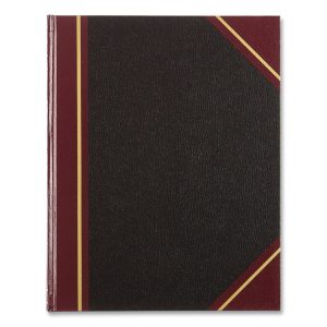 Texthide Eye-Ease Record Book, Black/burgundy/gold Cover, 10.38 X 8.38 Sheets, 150 Sheets/book