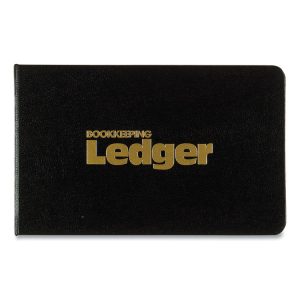 Four-Ring Ledger Binder Kit With A-Z Index, Black Cover, 8.5 X 5 Debit-Credit-Balance Sheets, 100 Sheets/book
