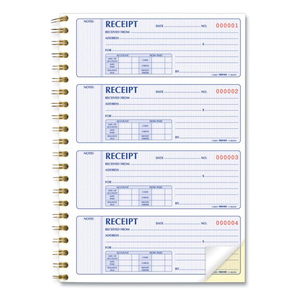 Gold Standard Money Receipt Book, Two-Part Carbonless, 7 x 2.75, 4 Forms/Sheet, 300 Forms Total - Image 4