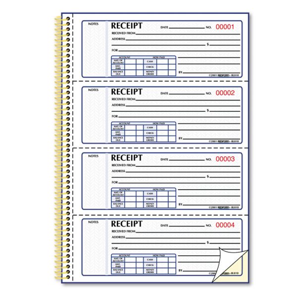 Gold Standard Money Receipt Book, Two-Part Carbonless, 7 x 2.75, 4 Forms/Sheet, 300 Forms Total - Image 3