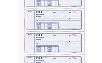 Money Receipt Book, Hardcover, Three-Part Carbonless, 7 x 2.75, 4 Forms/Sheet, 200 Forms Total