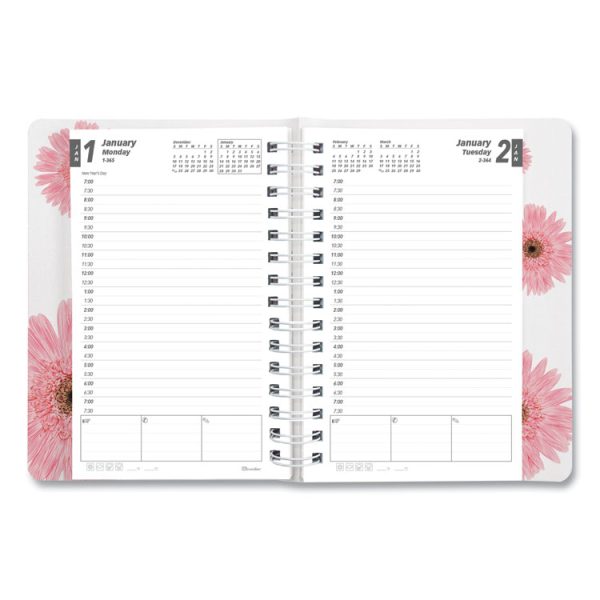 Pink Ribbon Essential Daily Appointment Book, Daisy Artwork, 8 x 5, Navy/Gray/Pink Cover, 12-Month (Jan to Dec): 2024 - Image 3
