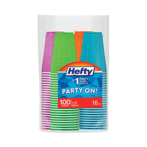 Easy Grip Disposable Plastic Party Cups, 16 Oz, Assorted Colors, 100/pack, 4 Packs/carton - Image 4