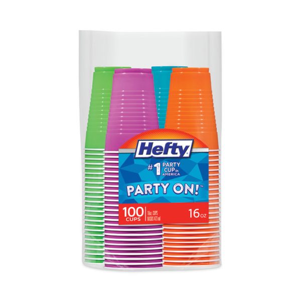 Easy Grip Disposable Plastic Party Cups, 16 Oz, Assorted Colors, 100/pack, 4 Packs/carton - Image 3