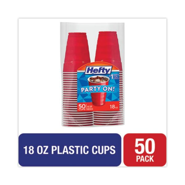 Easy Grip Disposable Plastic Party Cups, 18 oz, Red, 50/Pack, 8 Packs/Carton - Image 5