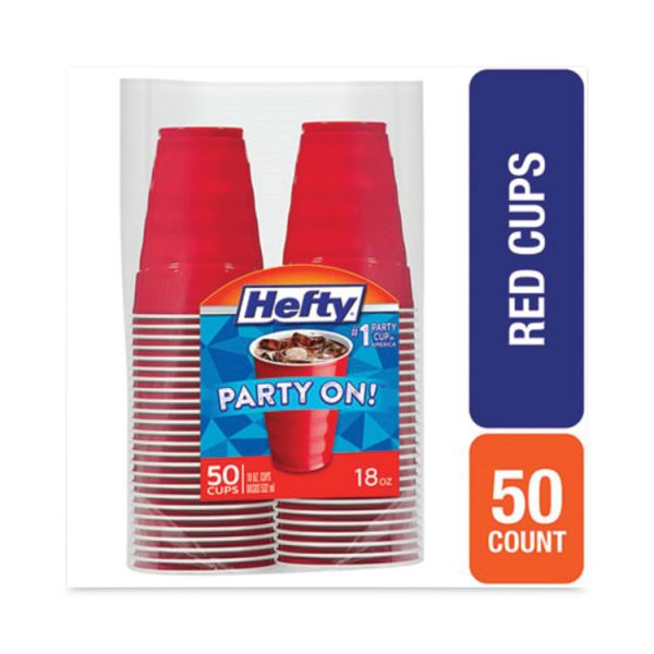 Easy Grip Disposable Plastic Party Cups, 18 oz, Red, 50/Pack, 8 Packs/Carton - Image 2