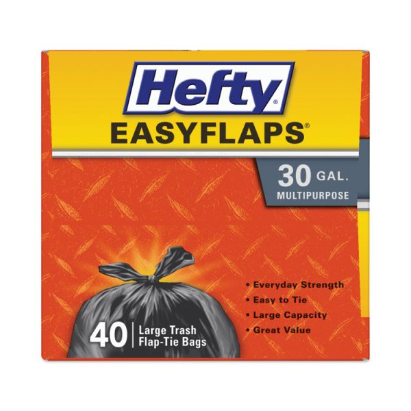 Easy Flaps Trash Bags, 30 gal, 0.85 mil, 30" x 33", Black, 40 Bags/Box, 6 Boxes/Carton - Image 4