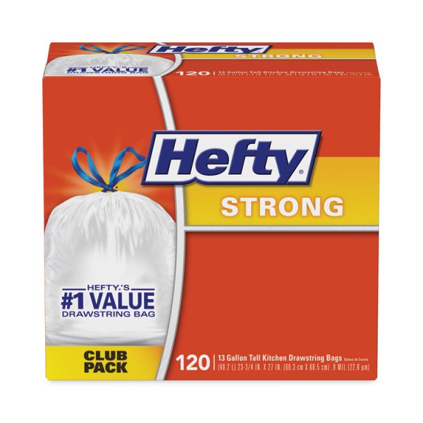 Strong Tall Kitchen Drawstring Bags, 13 gal, 0.9 mil, 23.75" x 27", White, 90/Box - Image 5