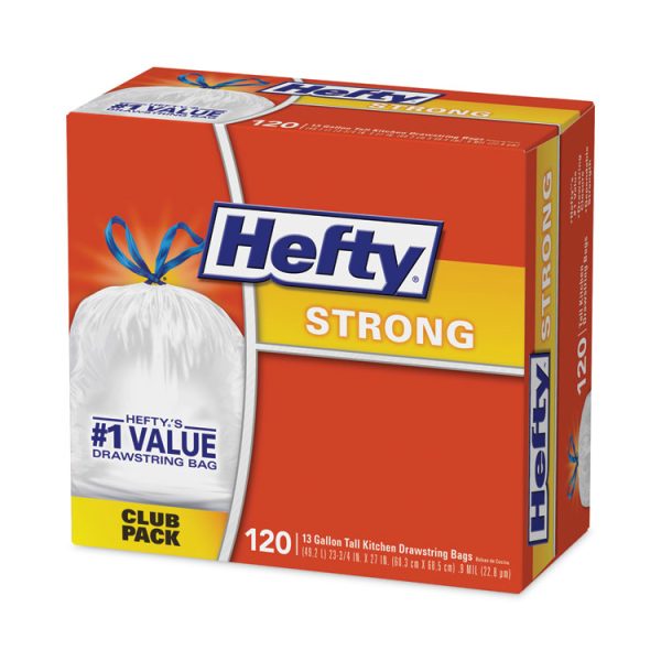 Strong Tall Kitchen Drawstring Bags, 13 gal, 0.9 mil, 23.75" x 27", White, 90/Box - Image 3