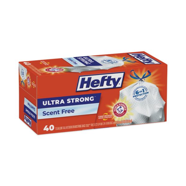 Ultra Strong Tall Kitchen and Trash Bags, 13 gal, 0.9 mil, 23.75" x 24.88", White, 40 Bags/Box, 6 Boxes/Carton - Image 2
