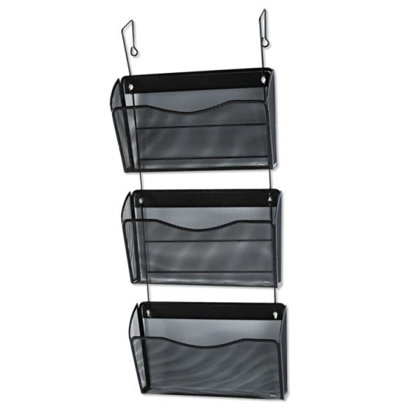 Mesh Three-Pack Wall Files, 3 Sections, Letter Size, 14" x 6.63" x 33.5", Black, 3/Pack - Image 2