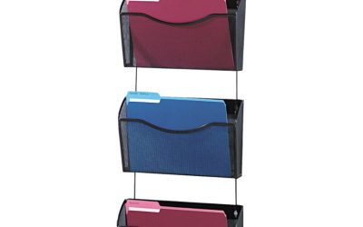 Mesh Three-Pack Wall Files, 3 Sections, Letter Size, 14″ x 6.63″ x 33.5″, Black, 3/Pack