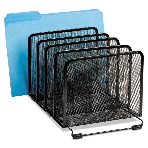 Mesh Stacking Sorter, 5 Sections, Letter To Legal Size Files, 8.25" X 14.38" X 7.88", Black - Image 3