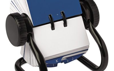 Open Rotary Card File, Holds 250 1.75 X 3.25 Cards, Black