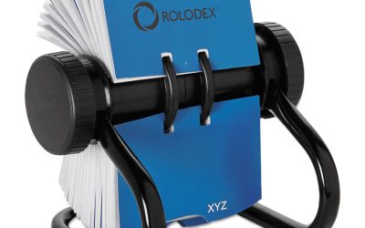 Open Rotary Business Card File With 24 Guides, Holds 400 2.63 X 4 Cards, 6.5 X 5.61 X 5.08, Metal, Black