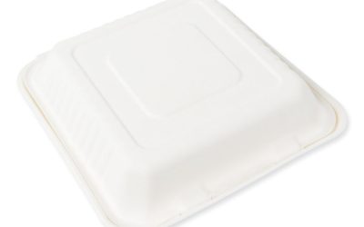 Bagasse PFAS-Free Food Containers, 1-Compartment, 9 x 9 x 3.19, White, Bamboo/Sugarcane, 200/Carton