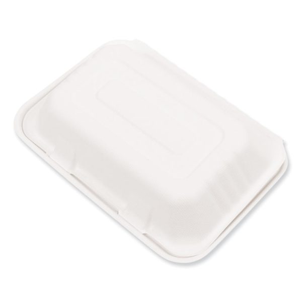 Bagasse PFAS-Free Food Containers, 1-Compartment, 6 x 9 x 3.03, White, Bamboo/Sugarcane, 250/Carton - Image 2